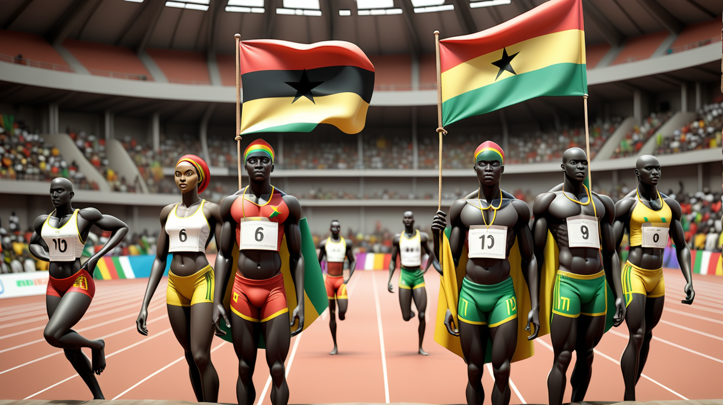 Photo of africans wearing sport wear and carrying flags